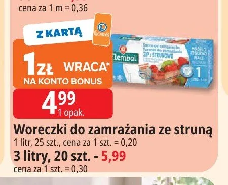 Woreczki do zamrażania ze struną 1 l promocja w Leclerc