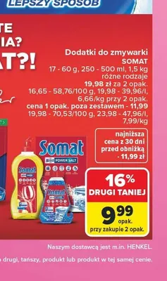 Środek do czyszczenia zmywarki Somat Duo Machine Cleaner promocja w Carrefour