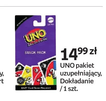 Gra karciana UNO pakiet uzupełniający Dokładanie promocja w Empik