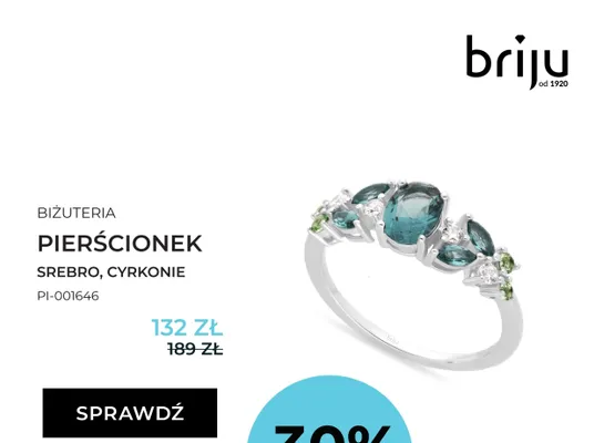 Pierścionek briju biżuteria srebro cyrkonie PI-001646 promocja w Briju