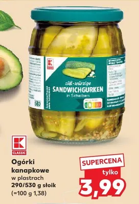 Ogórki kanapkowe w plastrach promocja w Kaufland