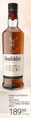 Whisky Glenfiddich 15 YO 40% 700 ML promocja w Selgros