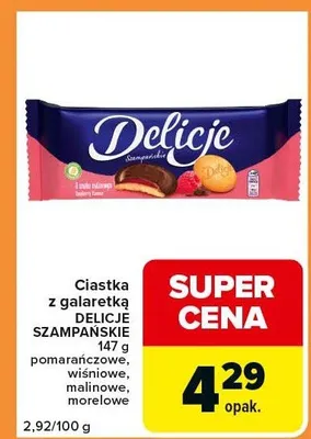 Ciastka z galaretką Delicje Szampańskie wiśniowe promocja w Carrefour Express