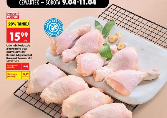 Udo lub podudzie z kurczaka bez antybiotyków Kurczak farmerski promocja w Biedronka