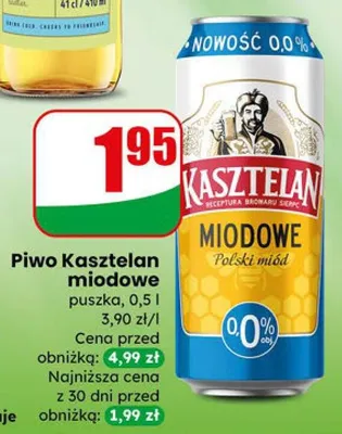 Piwo Kasztelan miodowe bezalkoholowe puszka promocja w Dino