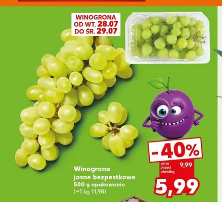 Winogrona jasne bezpestkowe promocja w Kaufland