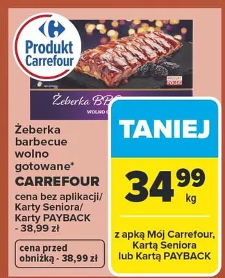 Żeberka barbecue wolno gotowane Carrefour promocja w Carrefour