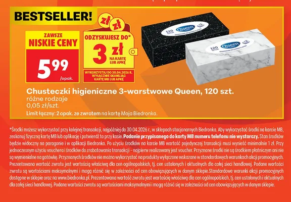 Chusteczki higieniczne mini Velvet promocja w Biedronka