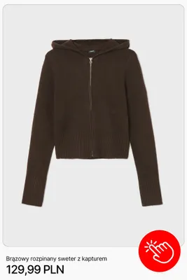 Brązowy rozpinany sweter z kapturem Cropp promocja w Cropp