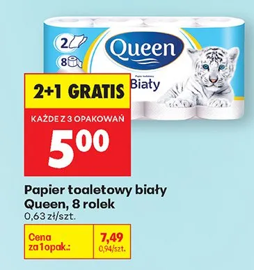 Papier toaletowy biały 8 rolek 2+1 GRATIS promocja w Biedronka