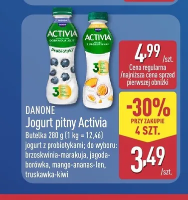 Jogurt pitny Activia brzoskwinia-marakuja Danone promocja w Aldi