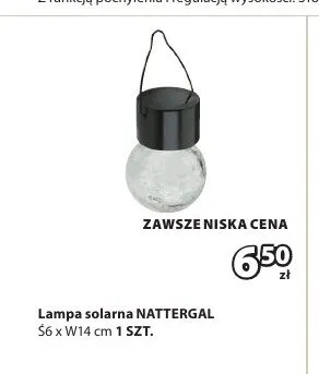 Lampa solarna NATTERGAL S6xW14cm promocja w Jysk