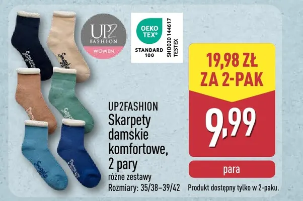 Skarpety damskie komfortowe 2-pak Up2fashion promocja w Aldi