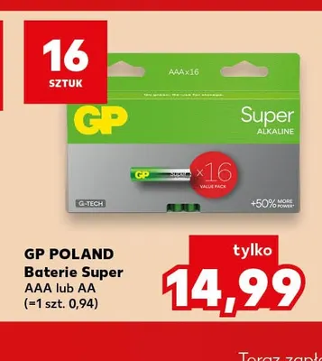 Baterie Super Aaa 16-pak Gp Poland promocja w Kaufland