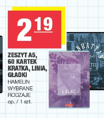 Zeszyt A5 60 kartek linia Hamelin promocja w SPAR