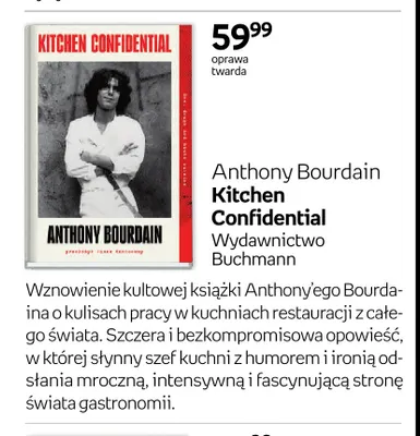 Książka Anthony Bourdain Kitchen Confidential promocja w Empik