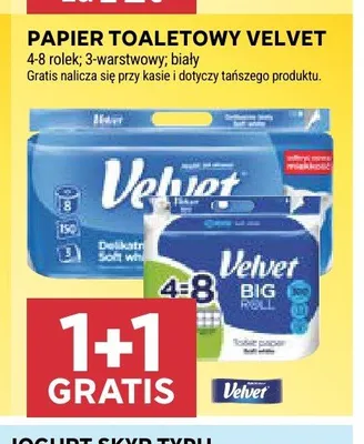 Papier toaletowy VELVET 4-8 rolek 3-warstwowy biały promocja w Stokrotka
