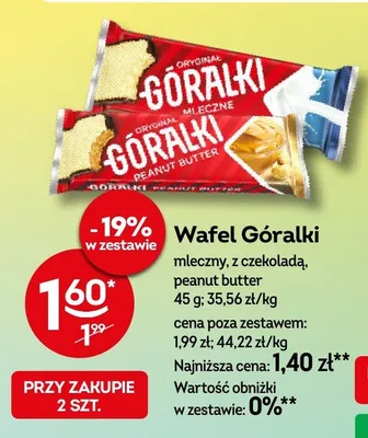 Wafel Góralki mleczny, z czekoladą, peanut butter promocja w Żabka