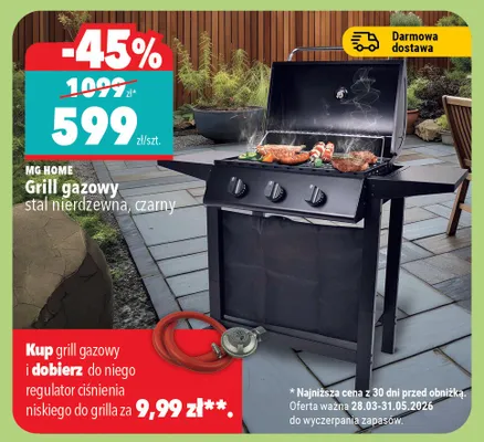 Grill gazowy stal nierdzewna Mg Home promocja w Biedronka Home
