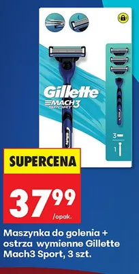 Maszynka do golenia + ostrza wymienne Gillette Mach3 Sport 3-pak promocja w Biedronka