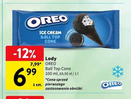 Lody Oreo Ball Top Cone promocja w Intermarche