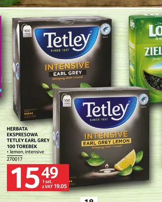 Herbata ekspresowa Tetley Earl Grey intensive promocja w Selgros
