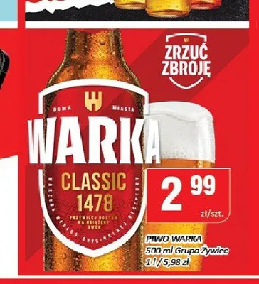 Piwo Warka Classic promocja w Chorten