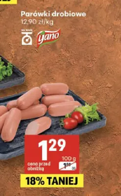 Parówki drobiowe Yano promocja w Delikatesy Centrum