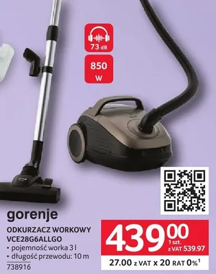 Odkurzacz workowy VCE28G6ALLGO promocja w Selgros