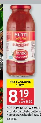 Sos pomidorowy MUTTI pizzutello datterini promocja w Selgros