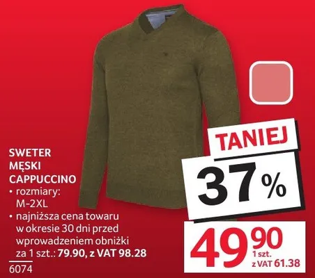Sweter męski Cappuccino rozmiary M-2XL promocja w Selgros