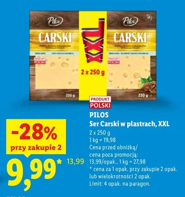 Ser Carski w plastrach XXL 2-pak Pilos promocja w Lidl