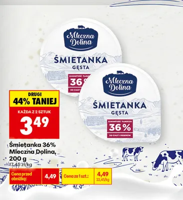 Śmietanka Mleczna Dolina 36% promocja w Biedronka