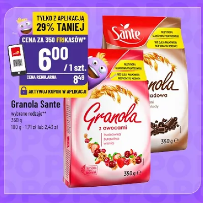 Granola z owocami Sante promocja w POLOmarket