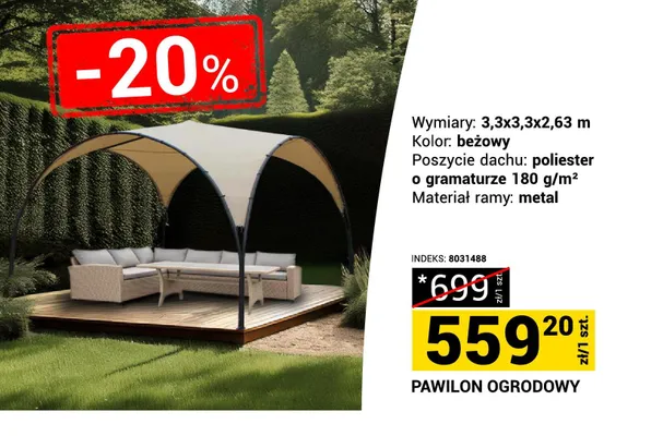 Pawilon ogrodowy beżowy promocja w Merkury Market
