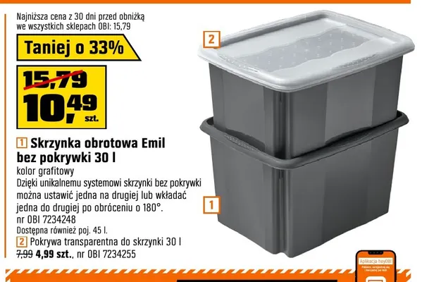 Skrzynka obrotowa Emil bez pokrywki 30 l promocja w OBI