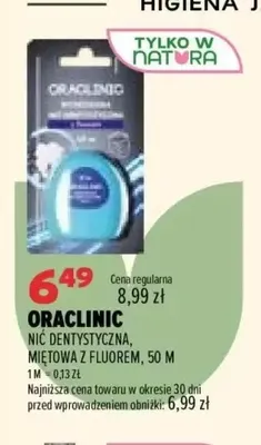 Nić dentystyczna miętowa z fluorem Oraclinic promocja w Drogerie Natura