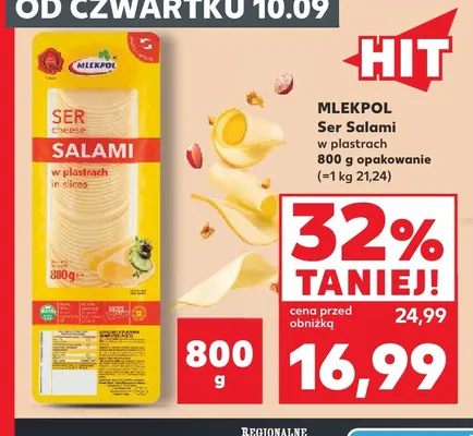 Ser salami w plastrach Mlekpol promocja w Kaufland