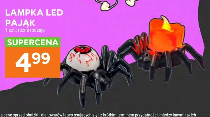 Lampka LED pająk promocja w Stokrotka