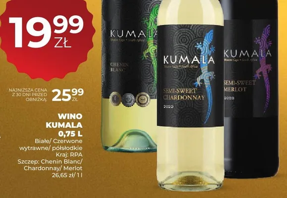 Wino Kumala Semi-Sweet Chardonnay promocja w Duży Ben