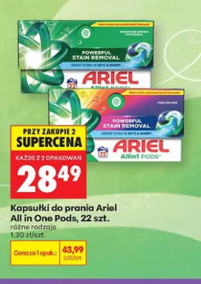 Kapsułki do prania Ariel All in One Pods Mountain Spring Universal 22-pak promocja w Biedronka