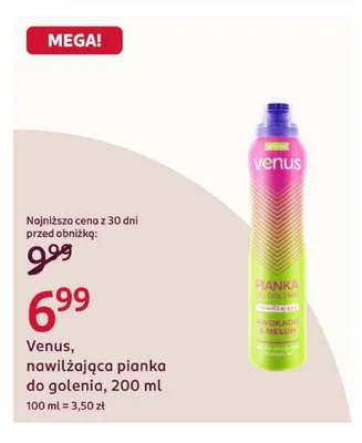 Nawilżająca pianka do golenia Venus promocja w Rossmann