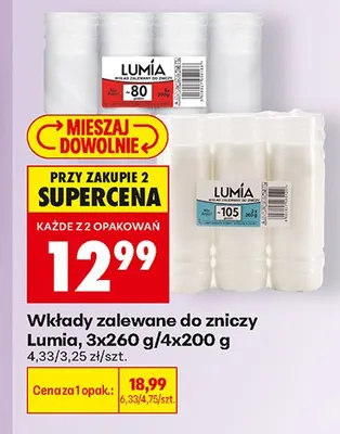 Wkłady zalewane do zniczy Lumia 4-pak promocja w Biedronka
