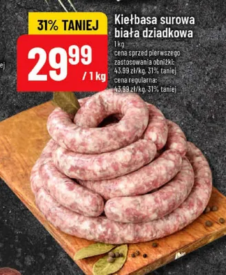 Kiełbasa surowa biała dziadkowa promocja w POLOmarket