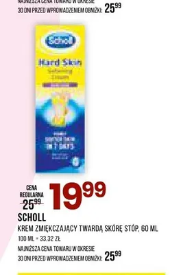 Krem zmiękczający twardą skórę stóp Scholl promocja w Drogerie Natura