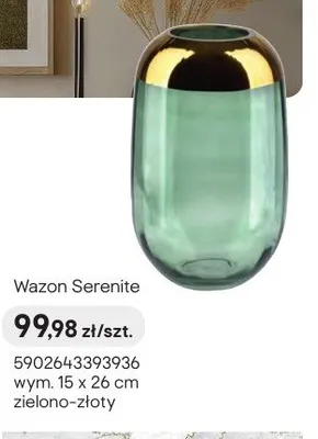Wazon Serenite 15x26cm zielono-złoty promocja w Castorama