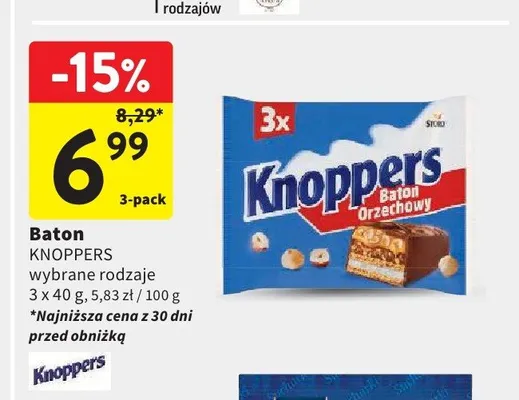 Baton KNOPPERS 3-pak 40g promocja w Intermarche