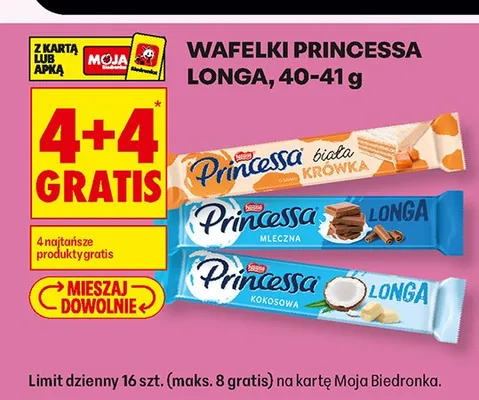 Wafel Princessa Longa mleczna promocja w Biedronka