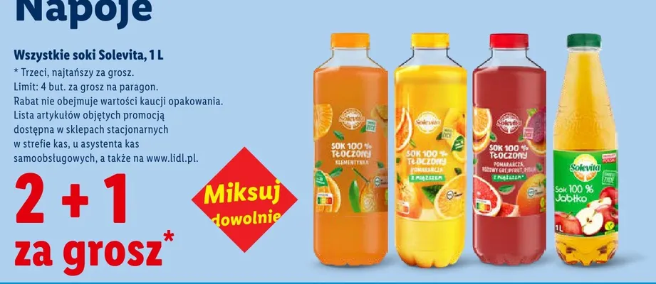 Sok 100% tłoczony Solevita Klementynka promocja w Lidl