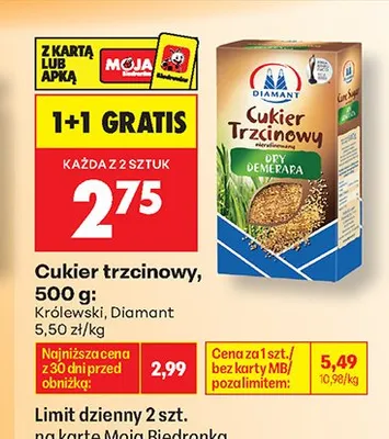 Cukier trzcinowy Królewski promocja w Biedronka